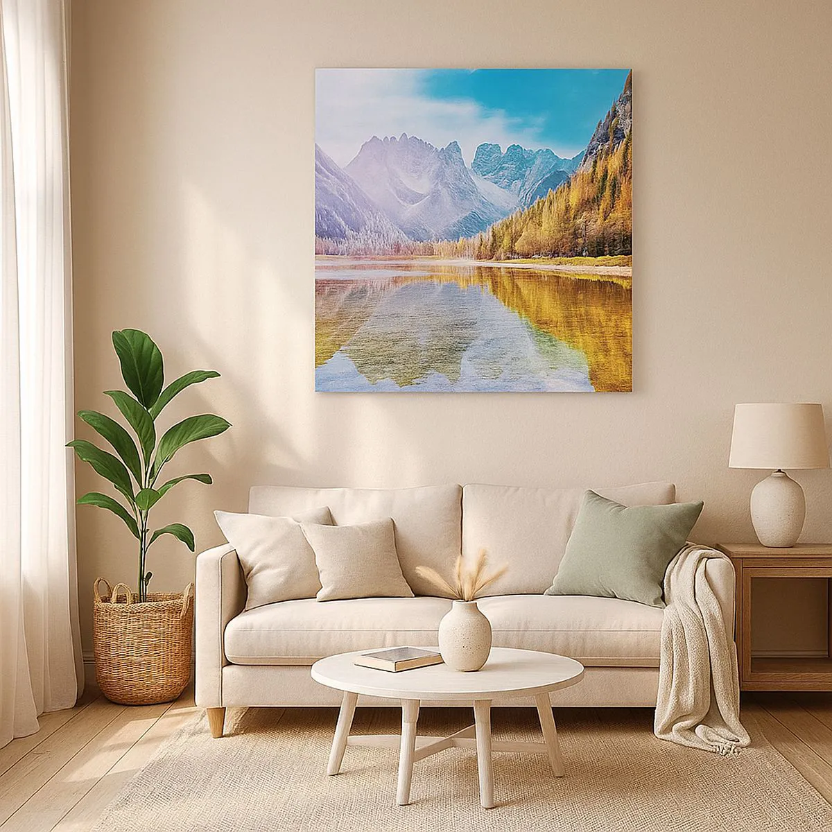 Lærredstryk - Billede på lærred - Og det er allerede efterår i bjergene - 30x30 cm