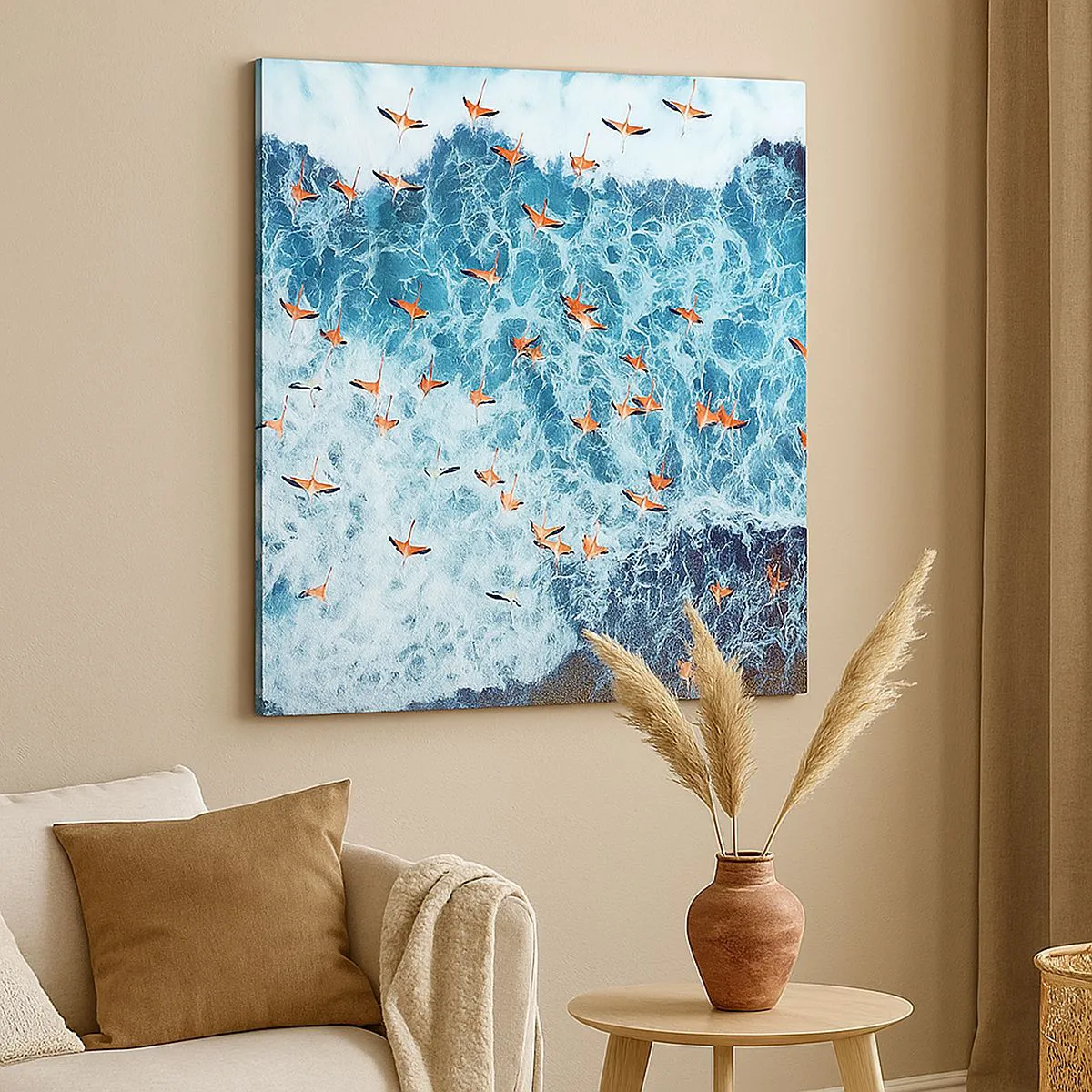 Quadro em tela - Desfile à beira-mar - 30x30 cm