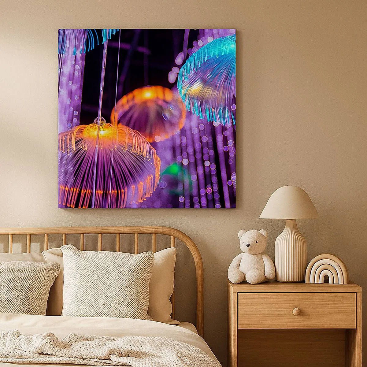 Lærredstryk - Billede på lærred - Lysende springvand - 30x30 cm