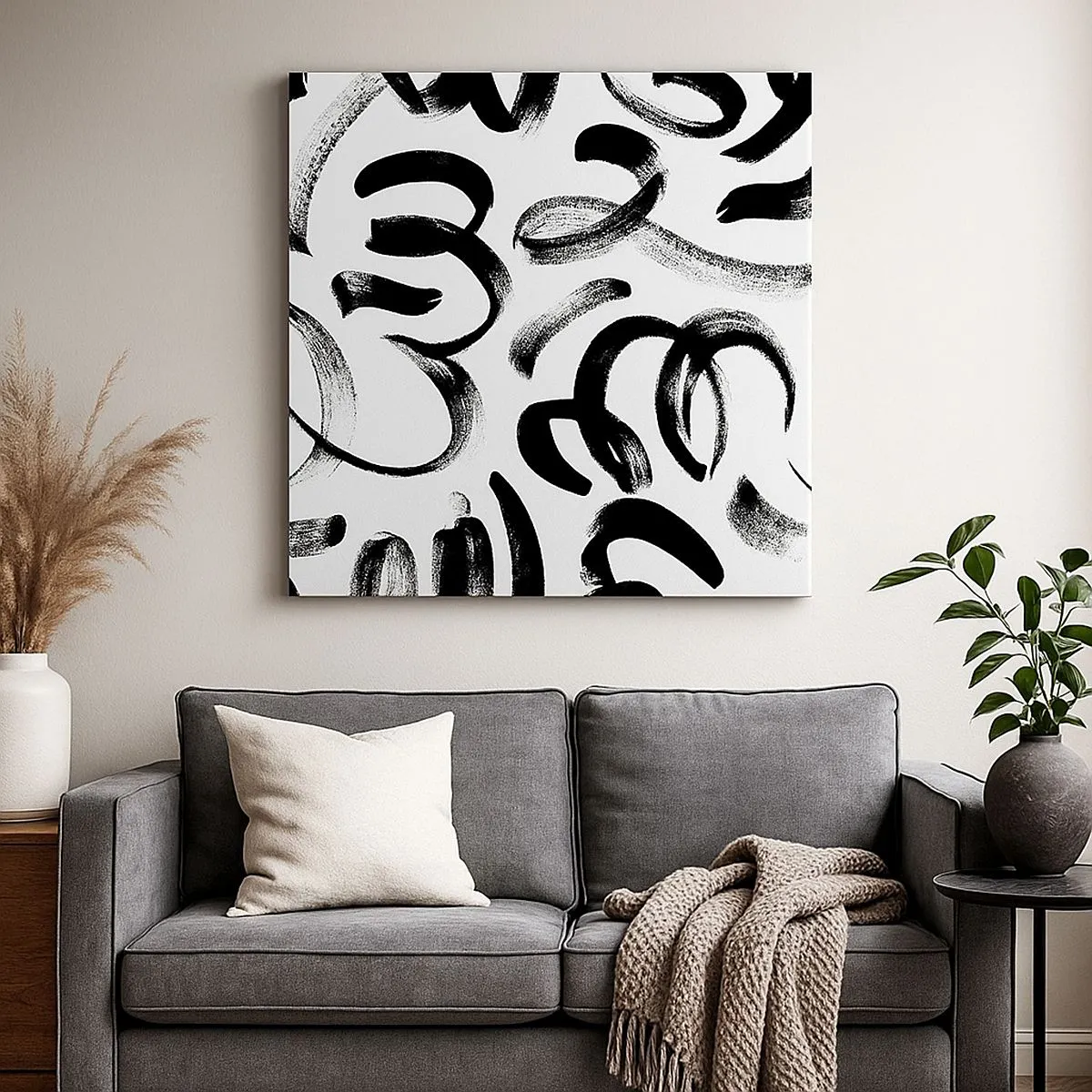 Lærredstryk - Billede på lærred - I sort og hvidt - 50x50 cm