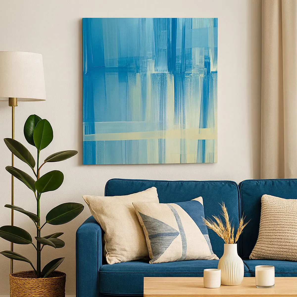 Cuadro sobre lienzo - Impresión de Imagen - Composición en turquesa - 50x50 cm