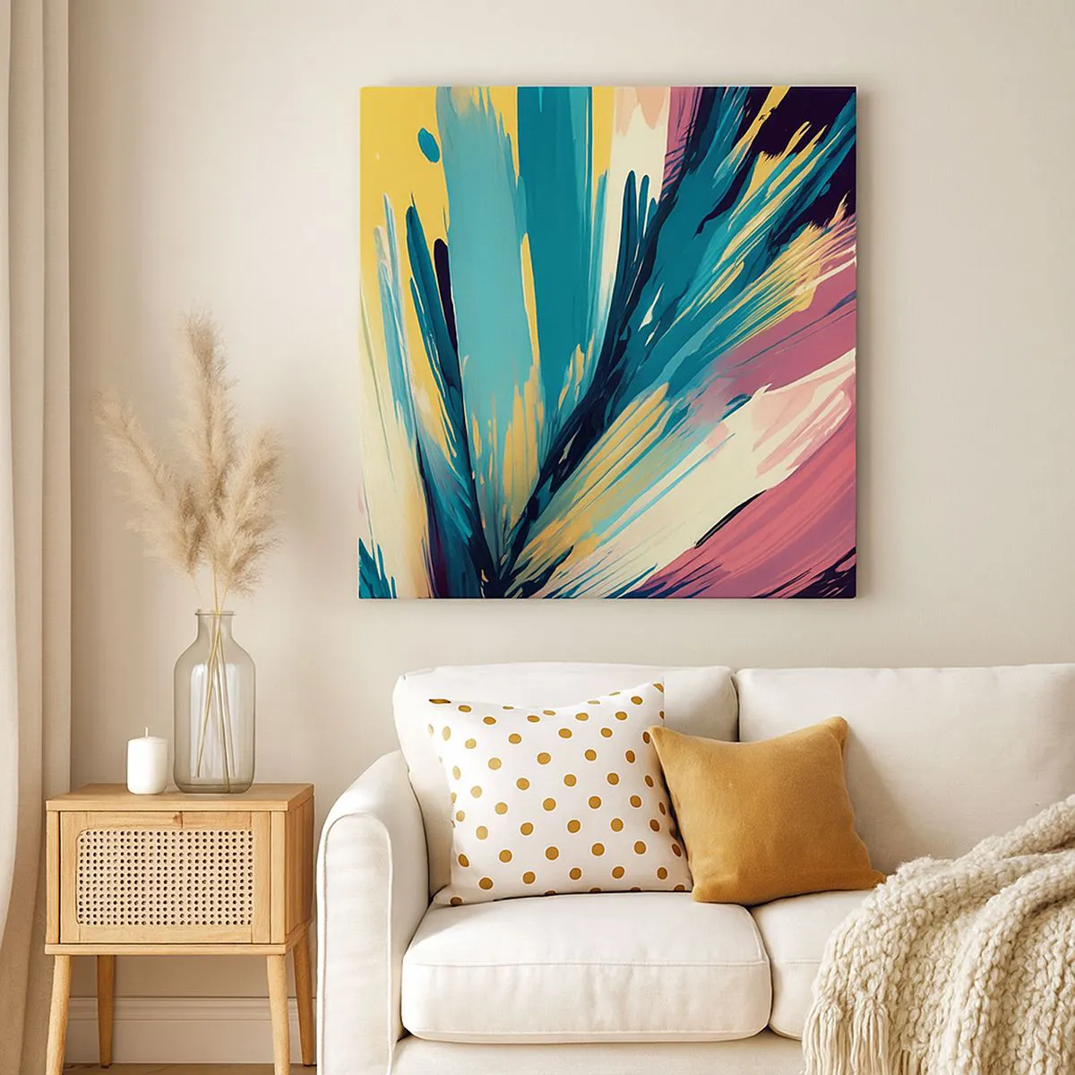 Impression sur toile - Image sur toile - Composition – une explosion de joie - 60x60 cm