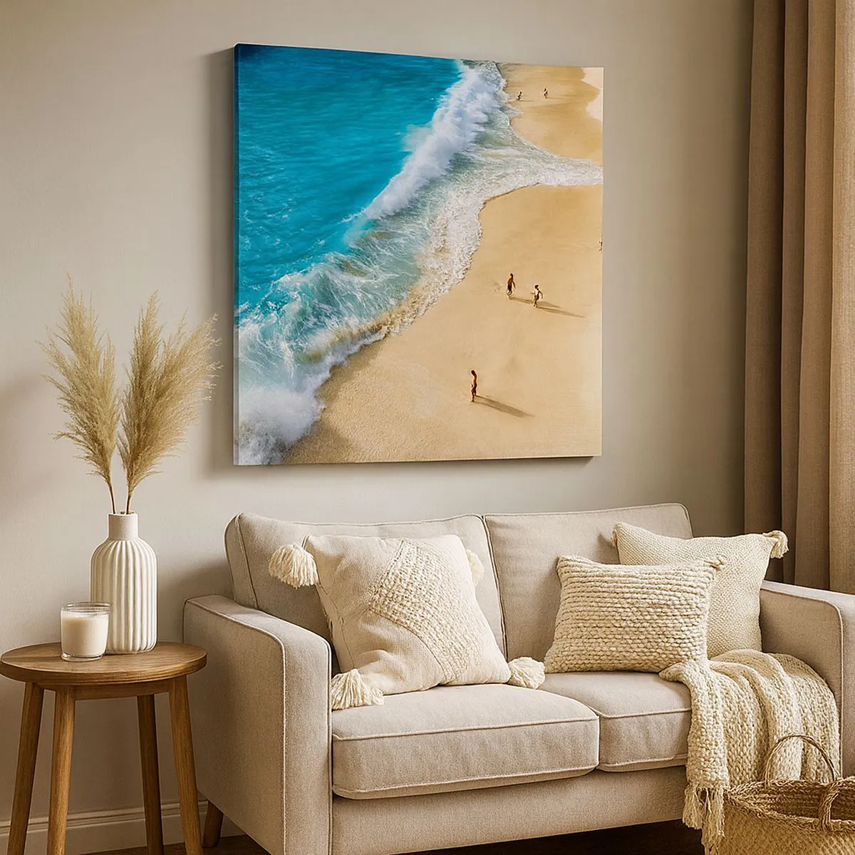 Impression sur toile - Image sur toile - Et ensuite le soleil, la plage… - 30x30 cm