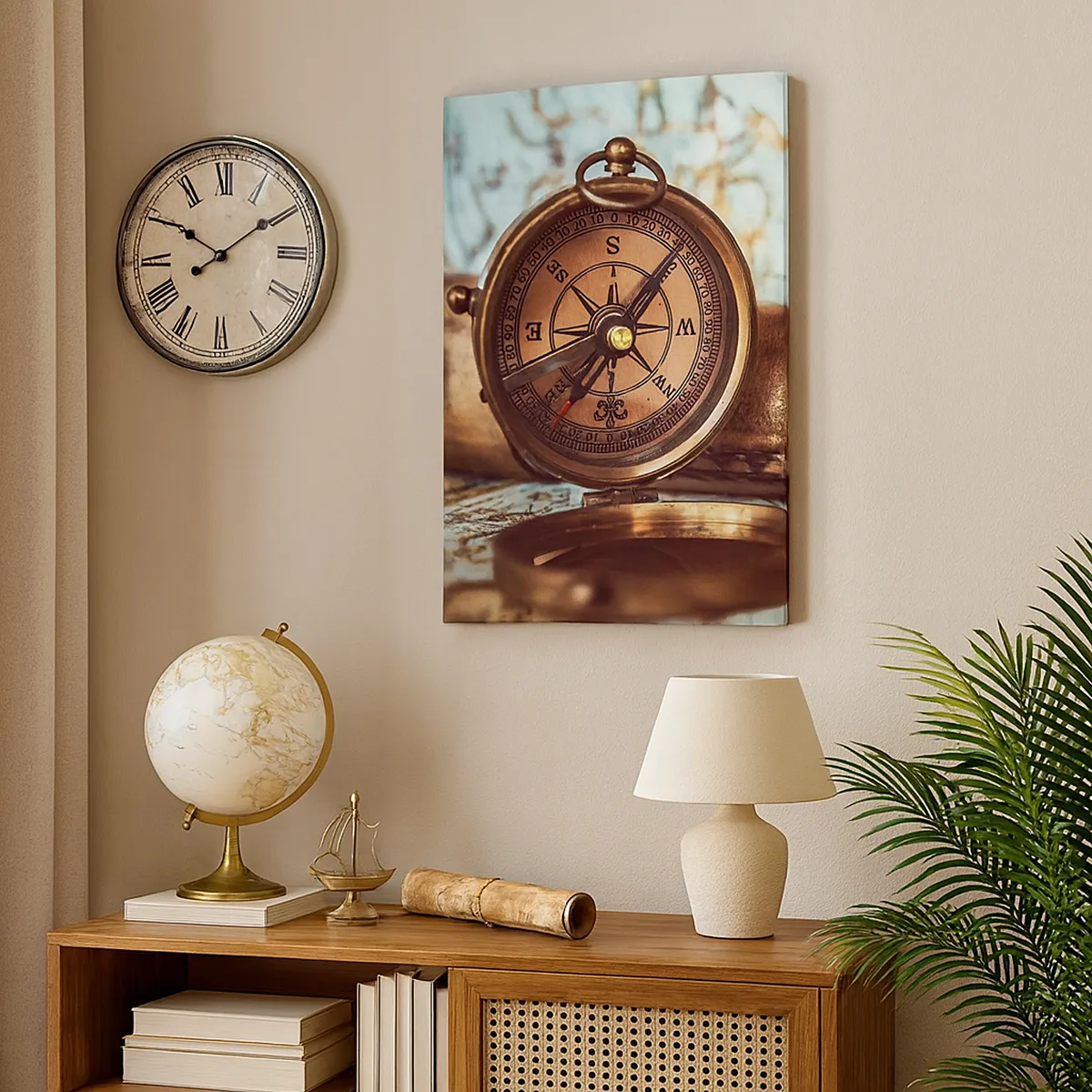 Canvastavla - Bild på duk - Piratäventyret i Karibien väntar - 45x80 cm