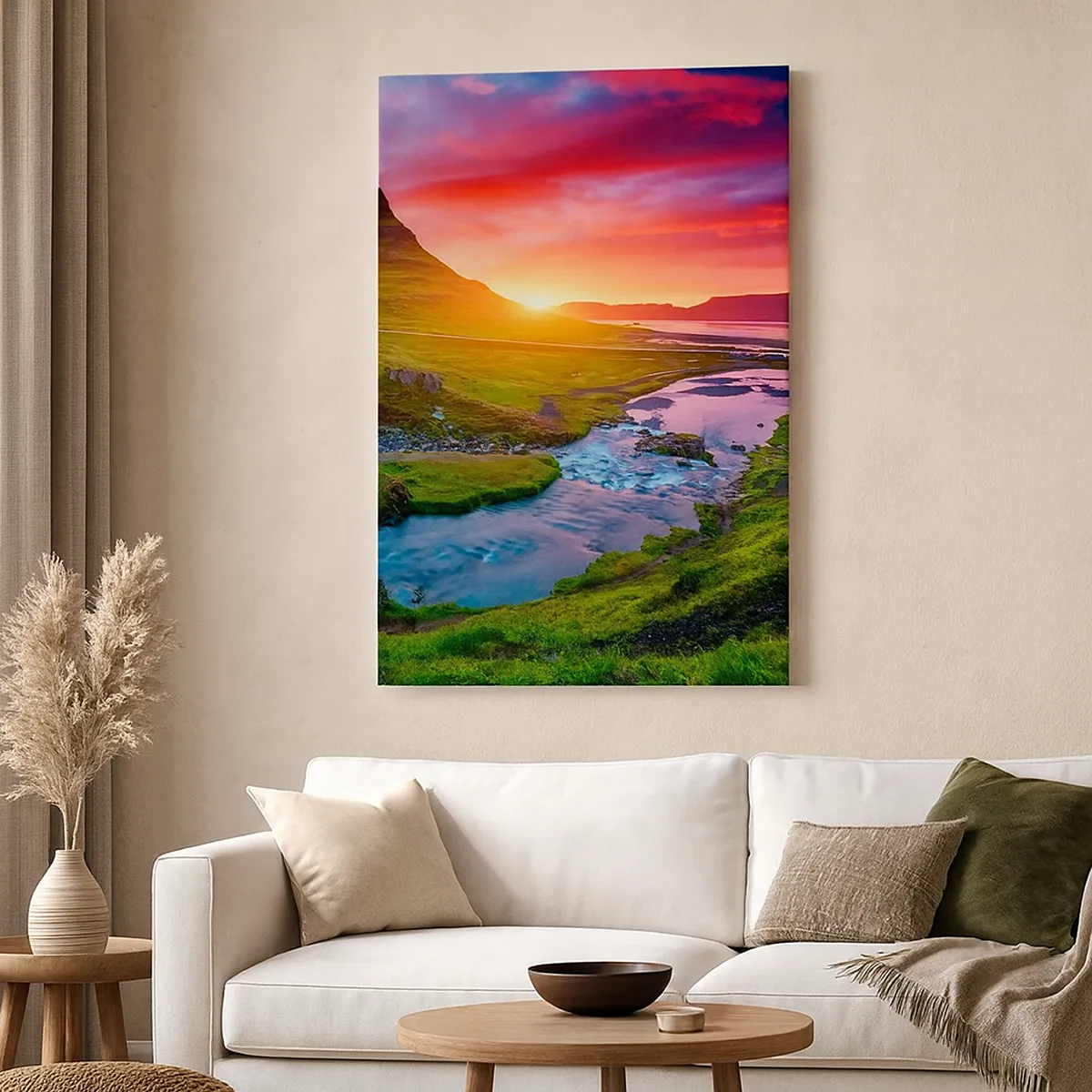 Impression sur toile - Image sur toile - Islande - feu et eau - 45x80 cm