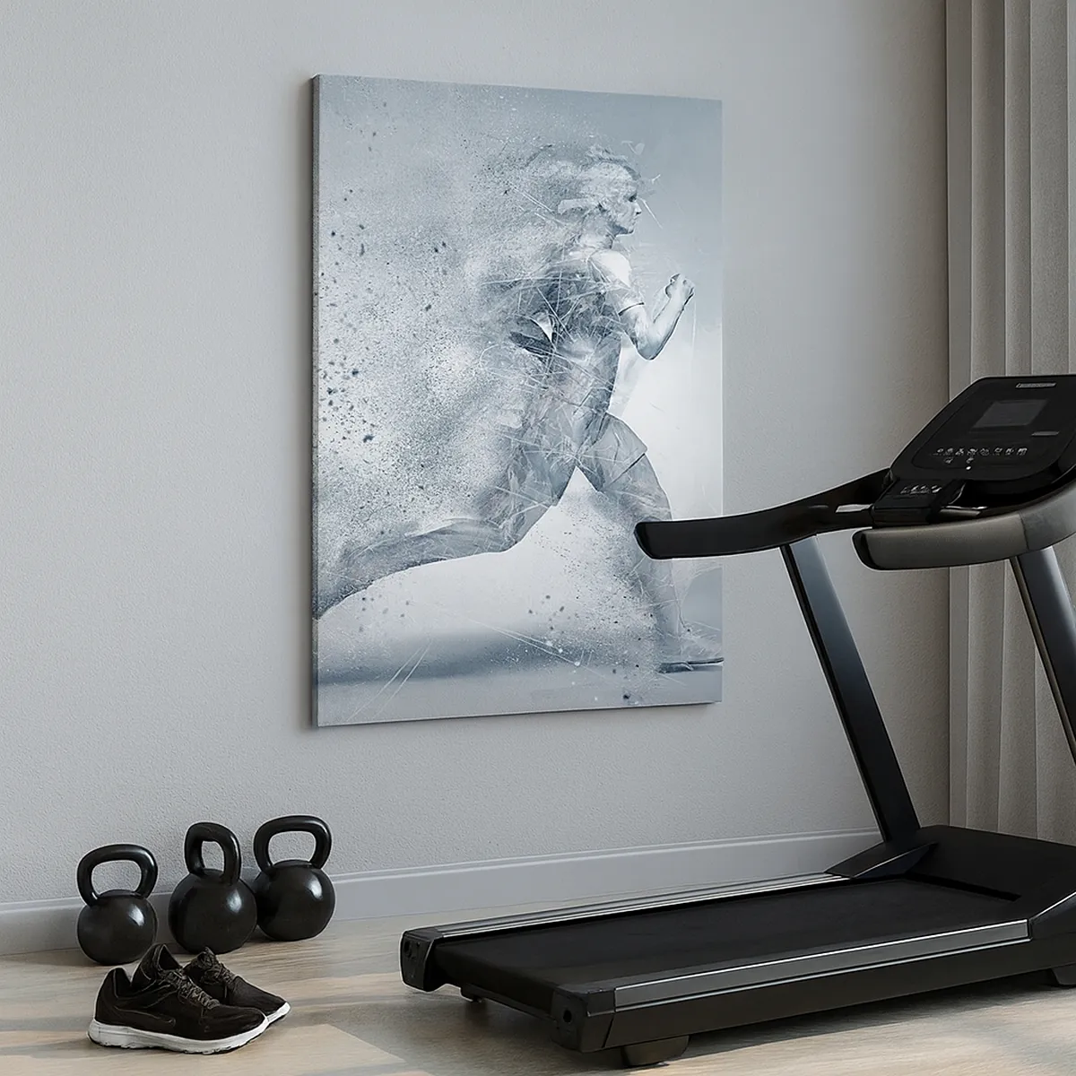 Quadro su tela - Stampe su Tela - Una figura dinamica che corre in uno stile astratto - 50x70cm - Energia pura come un cristallo - Decorazione murale moderna per soggiorno e camera da letto ARTTOR