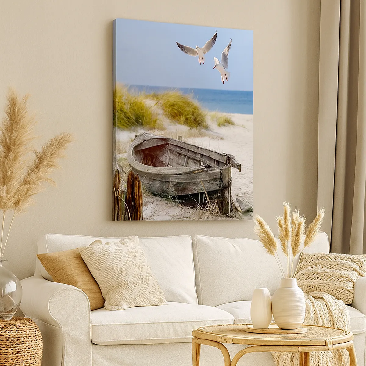 Lærredstryk - Billede på lærred - Badet i vinden - 45x80 cm