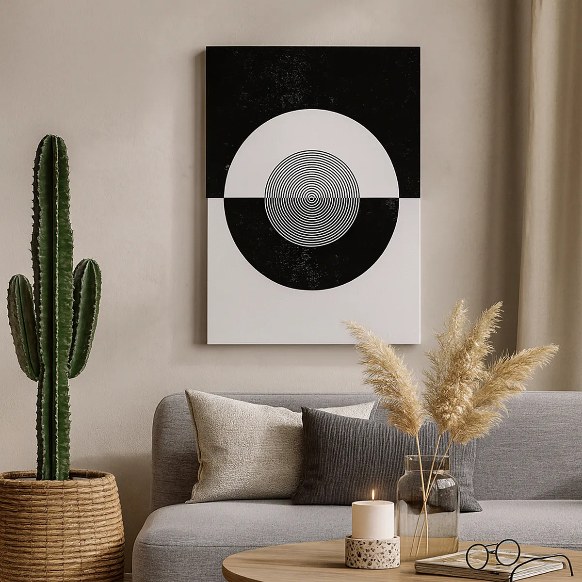 Quadro em tela - Harmonia a preto e branco - 45x80 cm