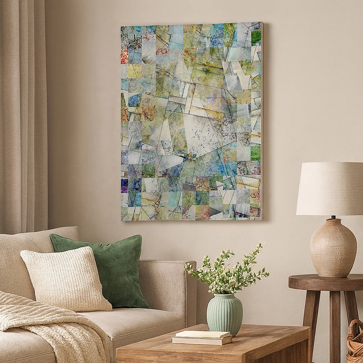 Lærredstryk - Billede på lærred - Geometrisk ommøblering - 50x70 cm