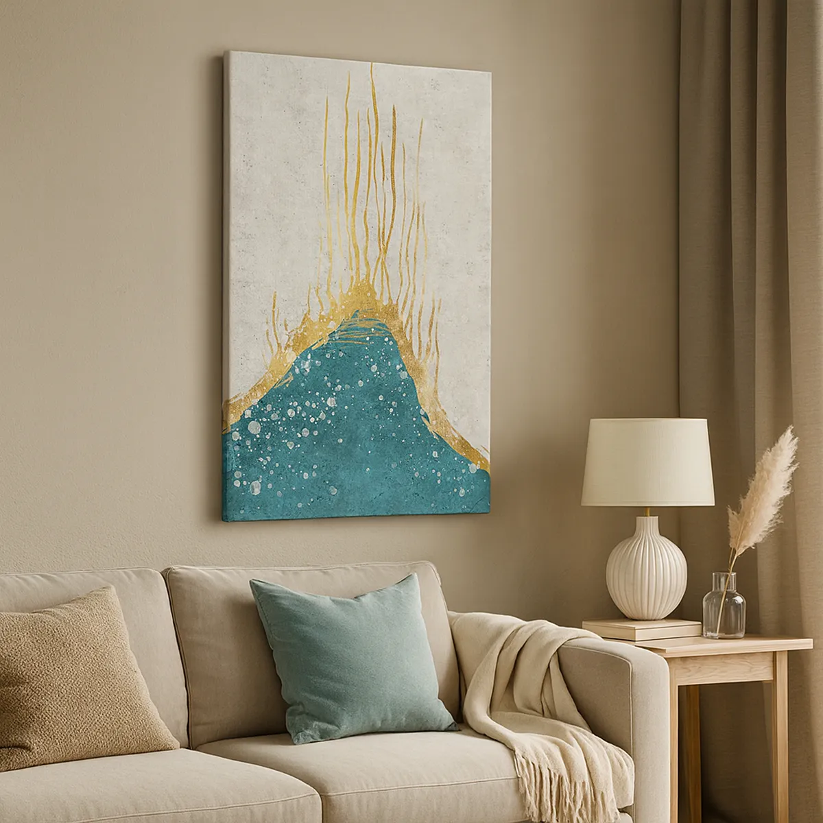 Quadro em tela - Maré Dourada - 65x120 cm