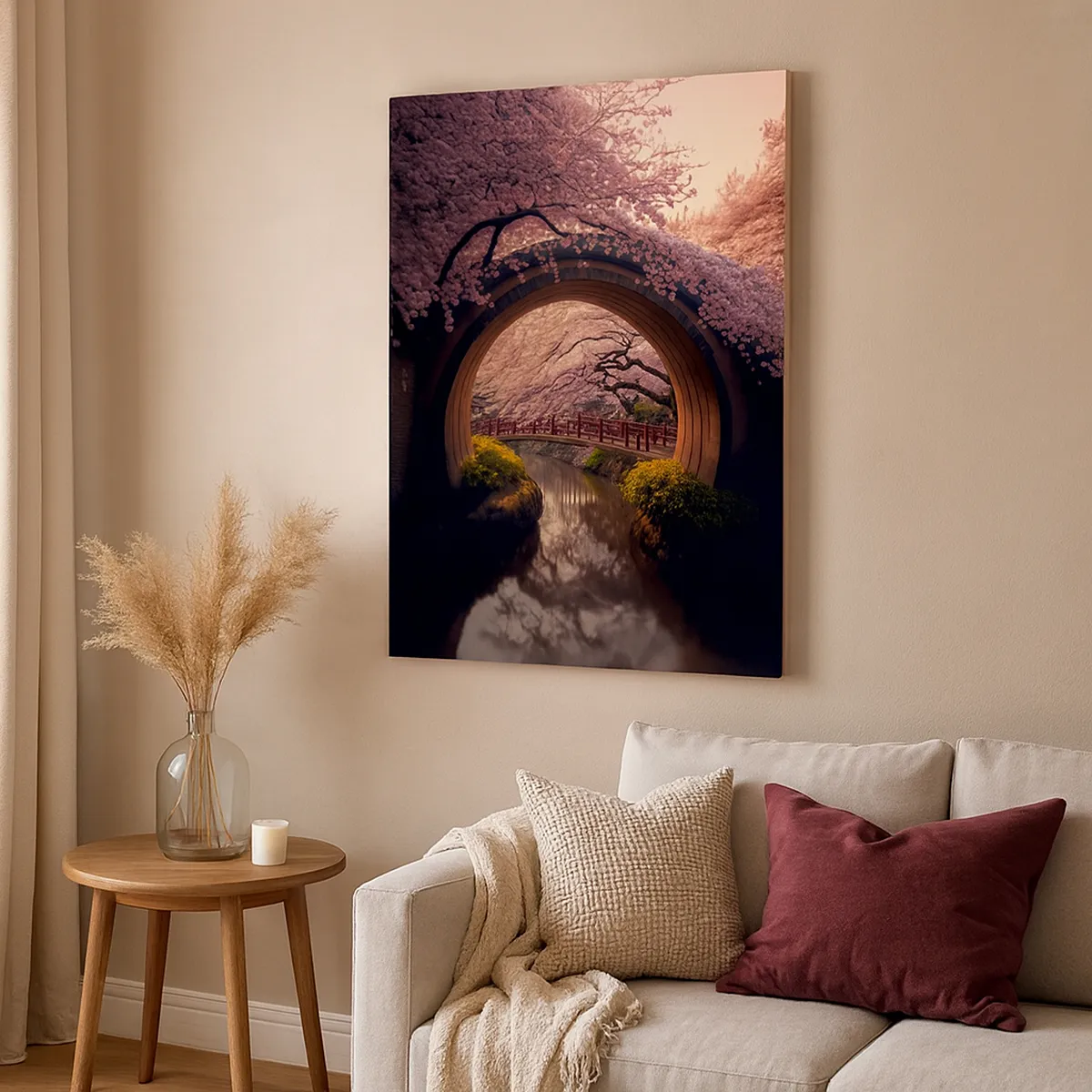 Cuadro sobre lienzo - Impresión de Imagen - Primavera japonesa - 65x120 cm