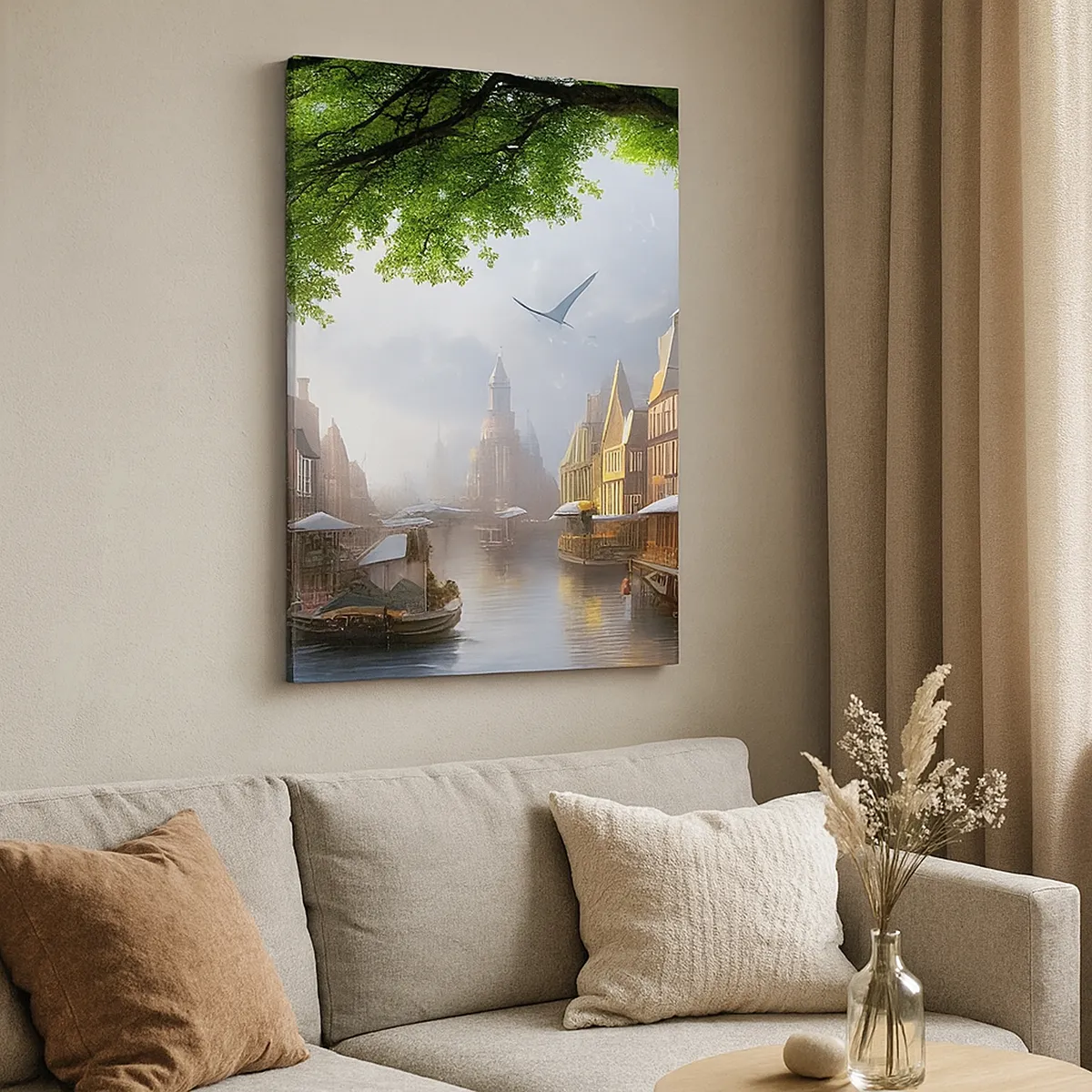 Impression sur toile - Image sur toile - Paysage urbain néerlandais - 45x80 cm