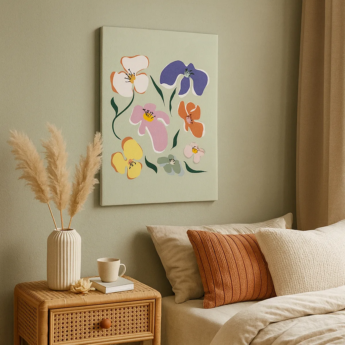 Bild auf Leinwand - Leinwandbild - Mit Stiefmütterchen vertraut - 70x100 cm