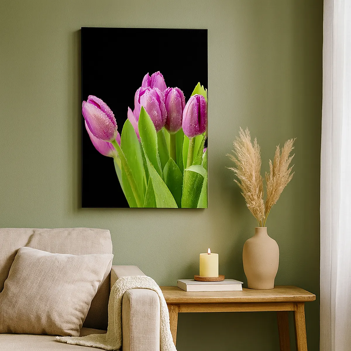 Canvastavla - Bild på duk - Vårens lila glädje - 45x80 cm