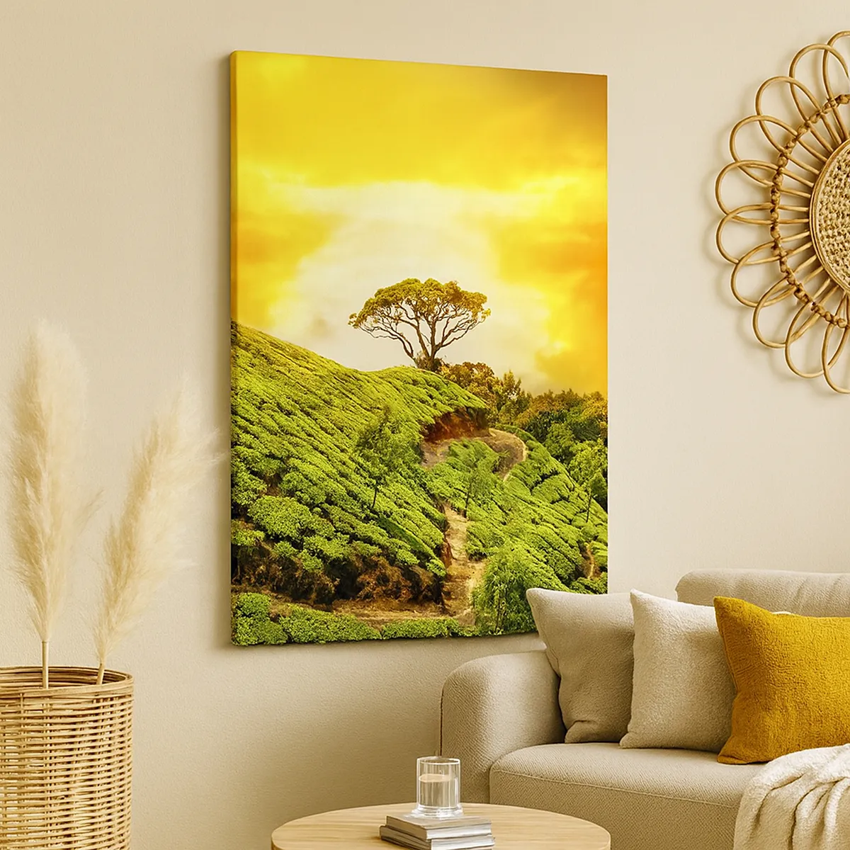 Bild auf Leinwand - Leinwandbild - Ein gewundener Weg, ein grüner Hang - 55x100 cm