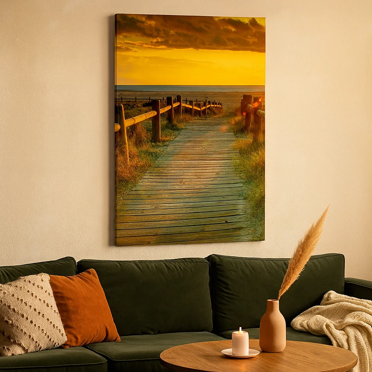 Schilderen op canvas - Badend in oud goud - 45x80 cm