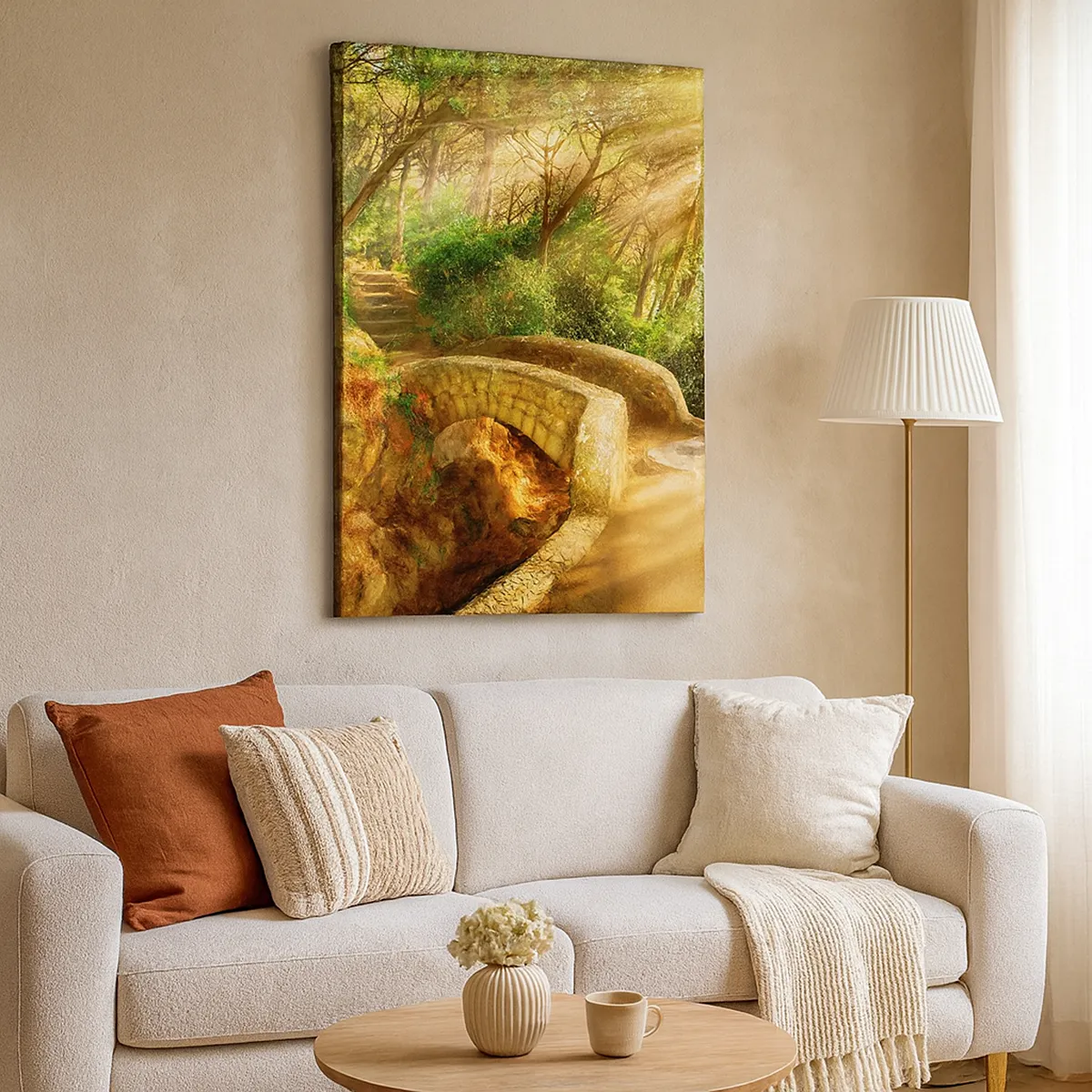 Canvastavla - Bild på duk - Från bron till sagoskogen - 50x70 cm