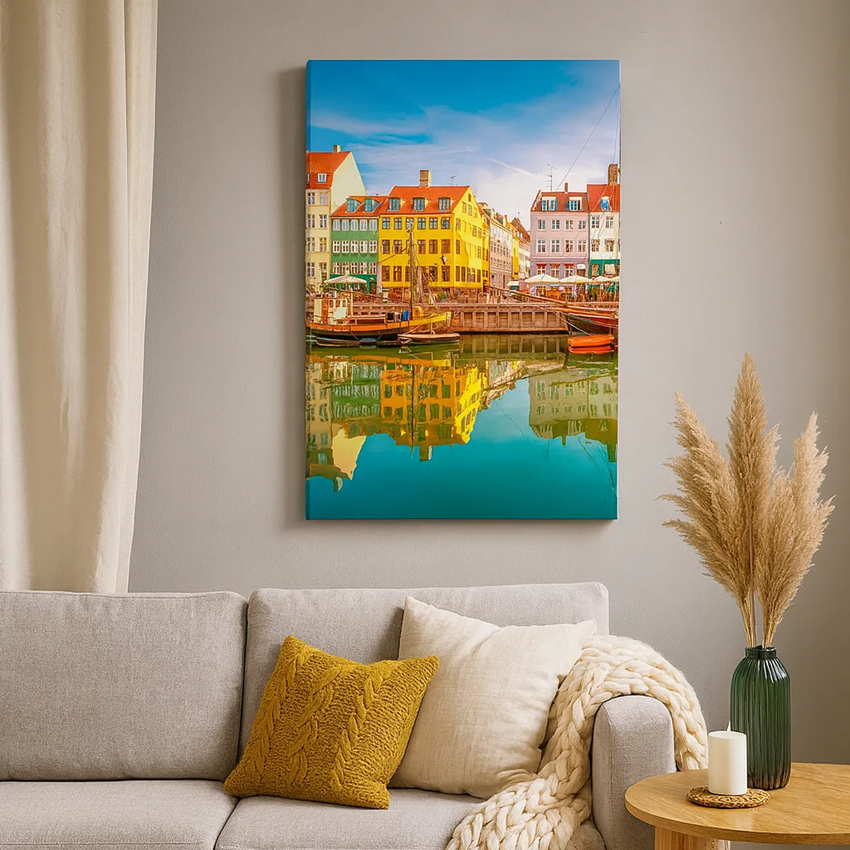 Lærredstryk - Billede på lærred - Over vand så glat som et spejl - 45x80 cm