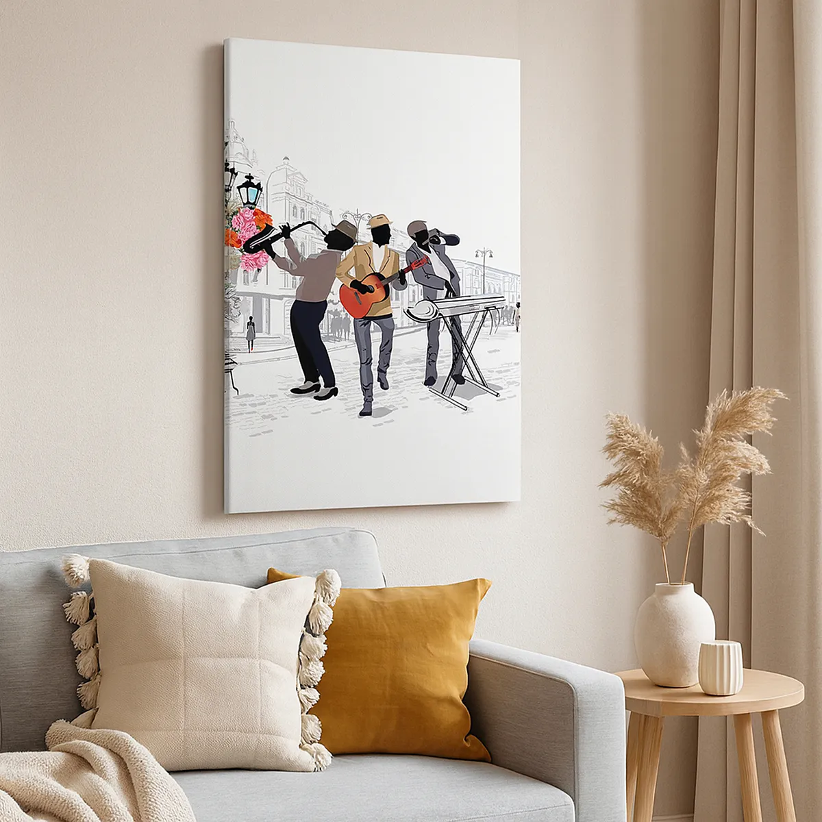 Cuadro sobre lienzo - Impresión de Imagen - Música de la calle - 55x100 cm