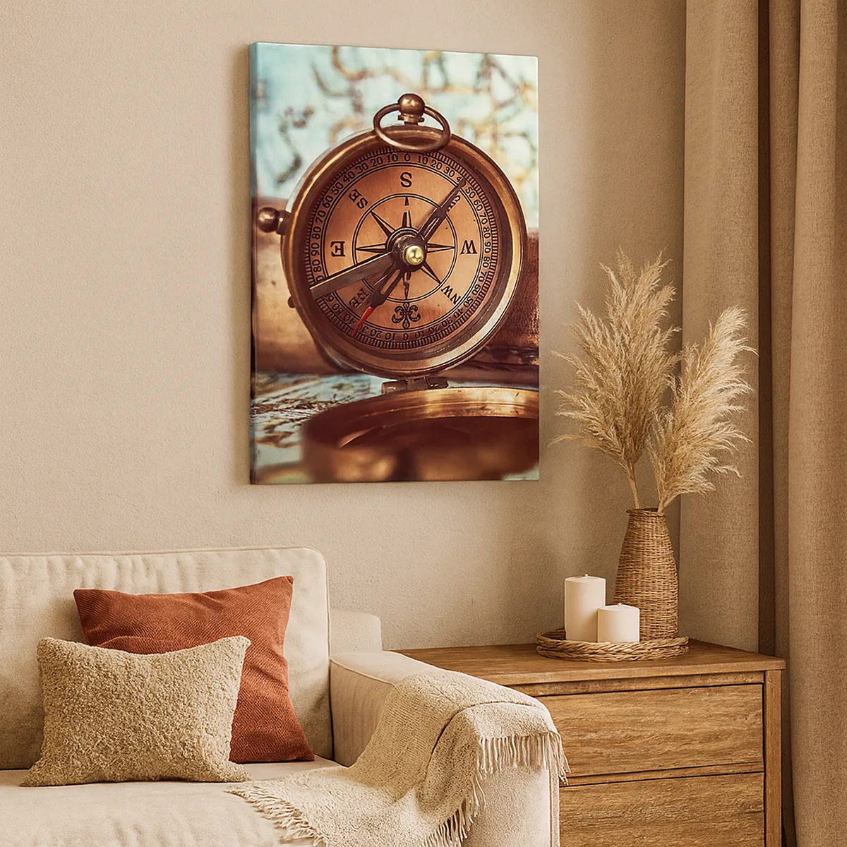 Canvastavla - Bild på duk - Piratäventyret i Karibien väntar - 45x80 cm