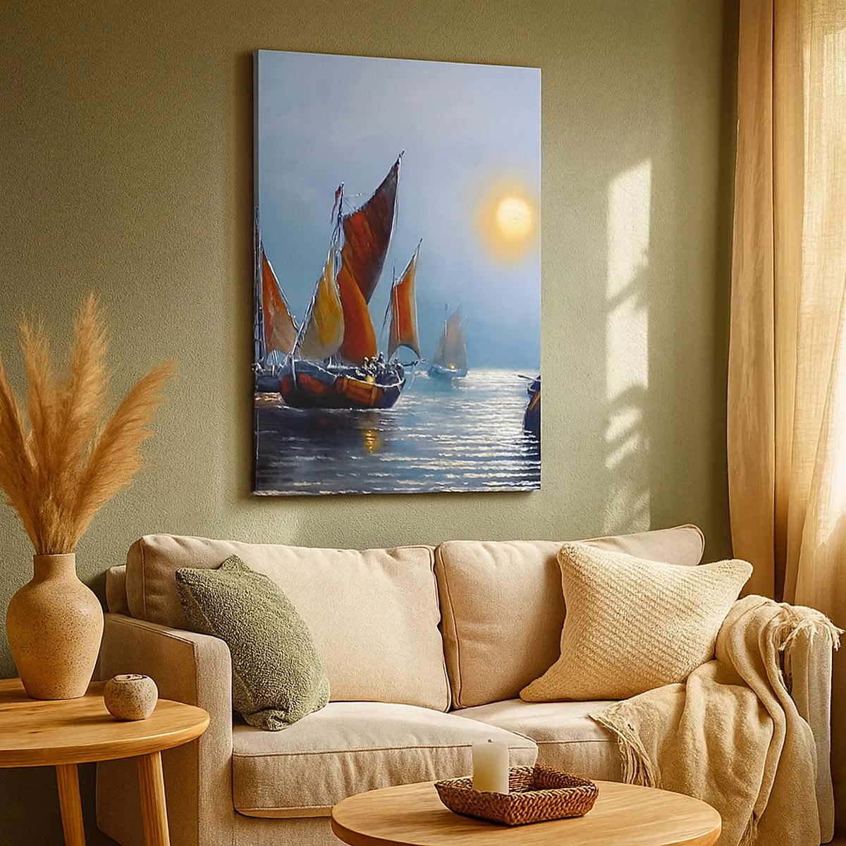 Lærredstryk - Billede på lærred - Natfiskeri - 50x70 cm