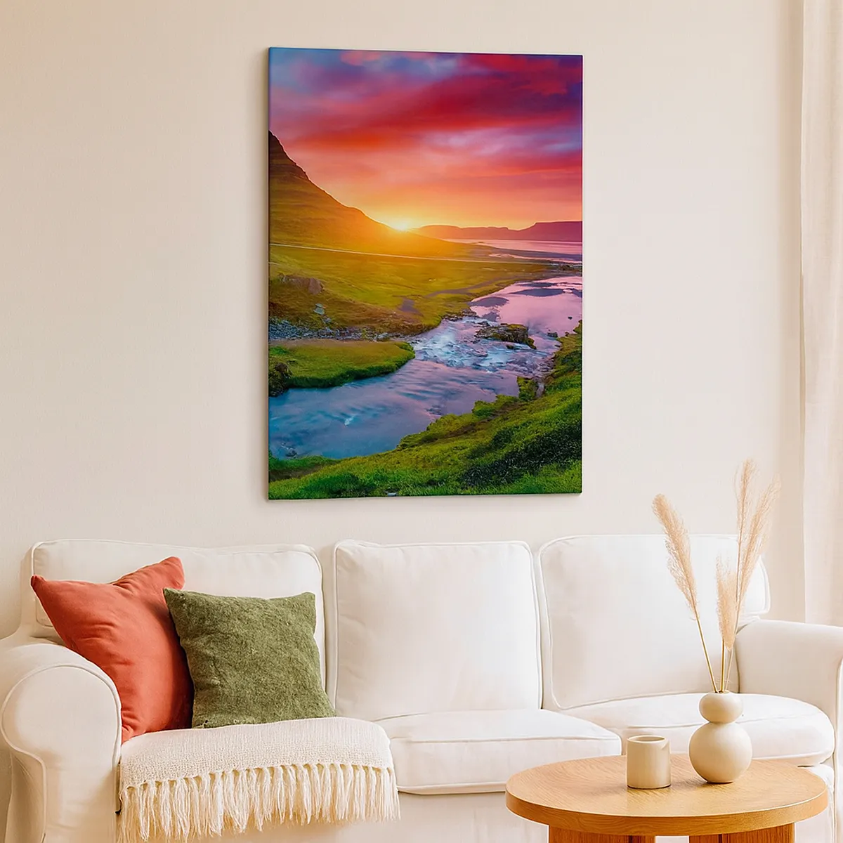 Impression sur toile - Image sur toile - Islande - feu et eau - 45x80 cm