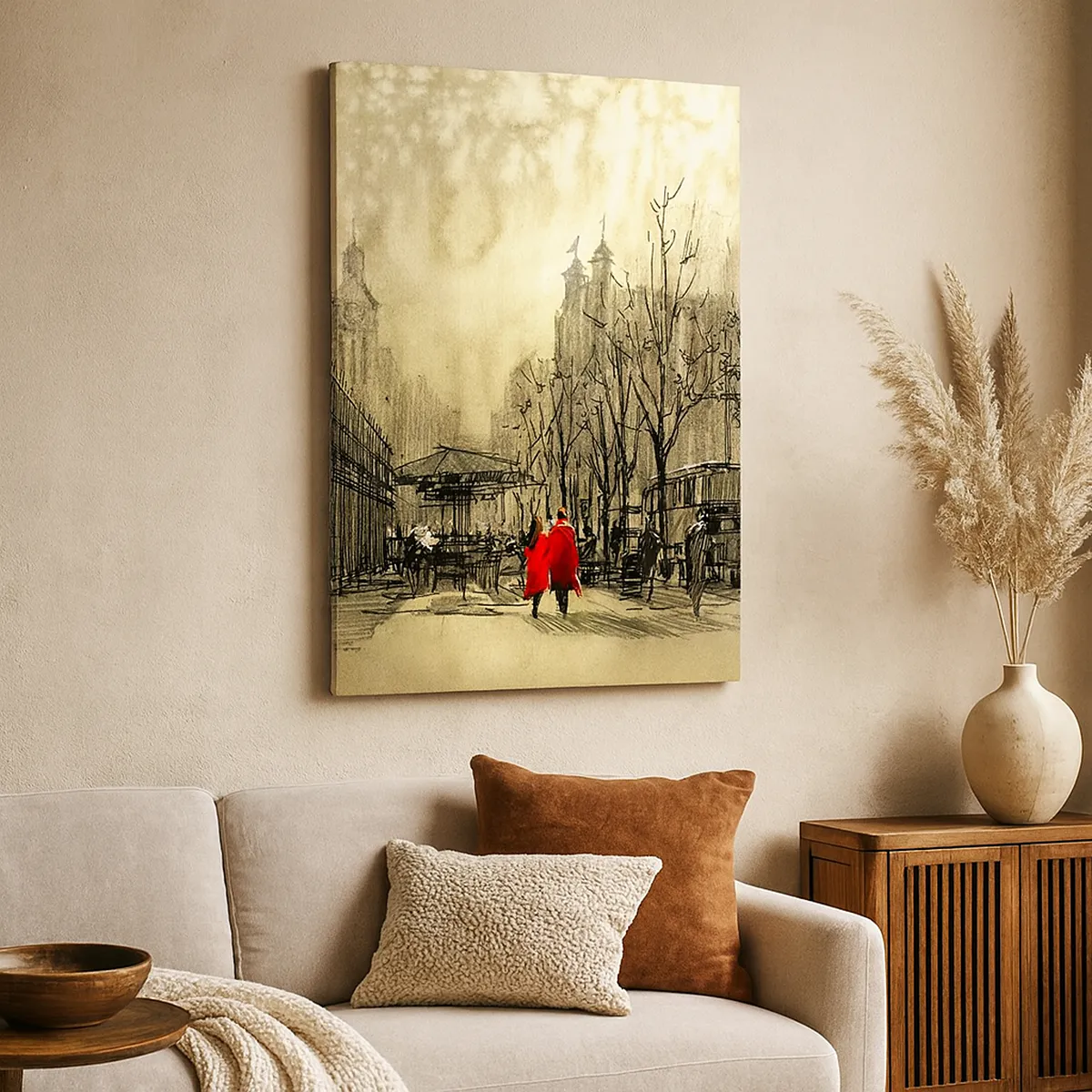 Impression sur toile - Image sur toile - Rendez-vous dans le brouillard de Londres - 65x120 cm