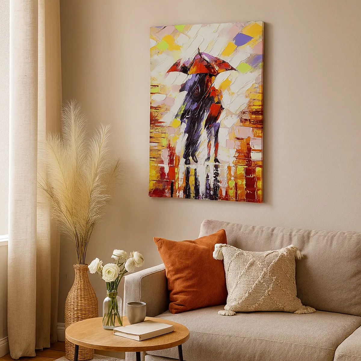 Tablou pe pânză - Împreună prin noapte și ploaie - 45x80 cm