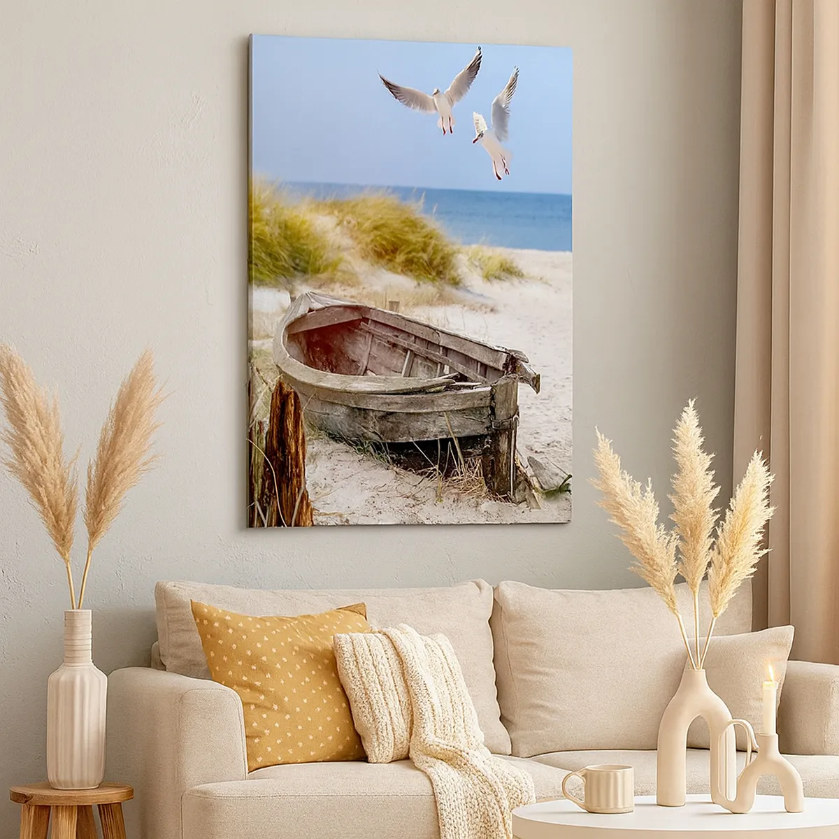 Lærredstryk - Billede på lærred - Badet i vinden - 45x80 cm