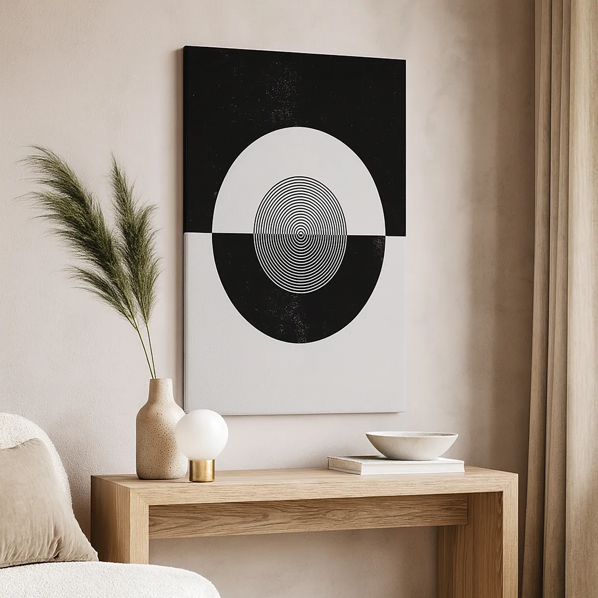 Quadro em tela - Harmonia a preto e branco - 45x80 cm