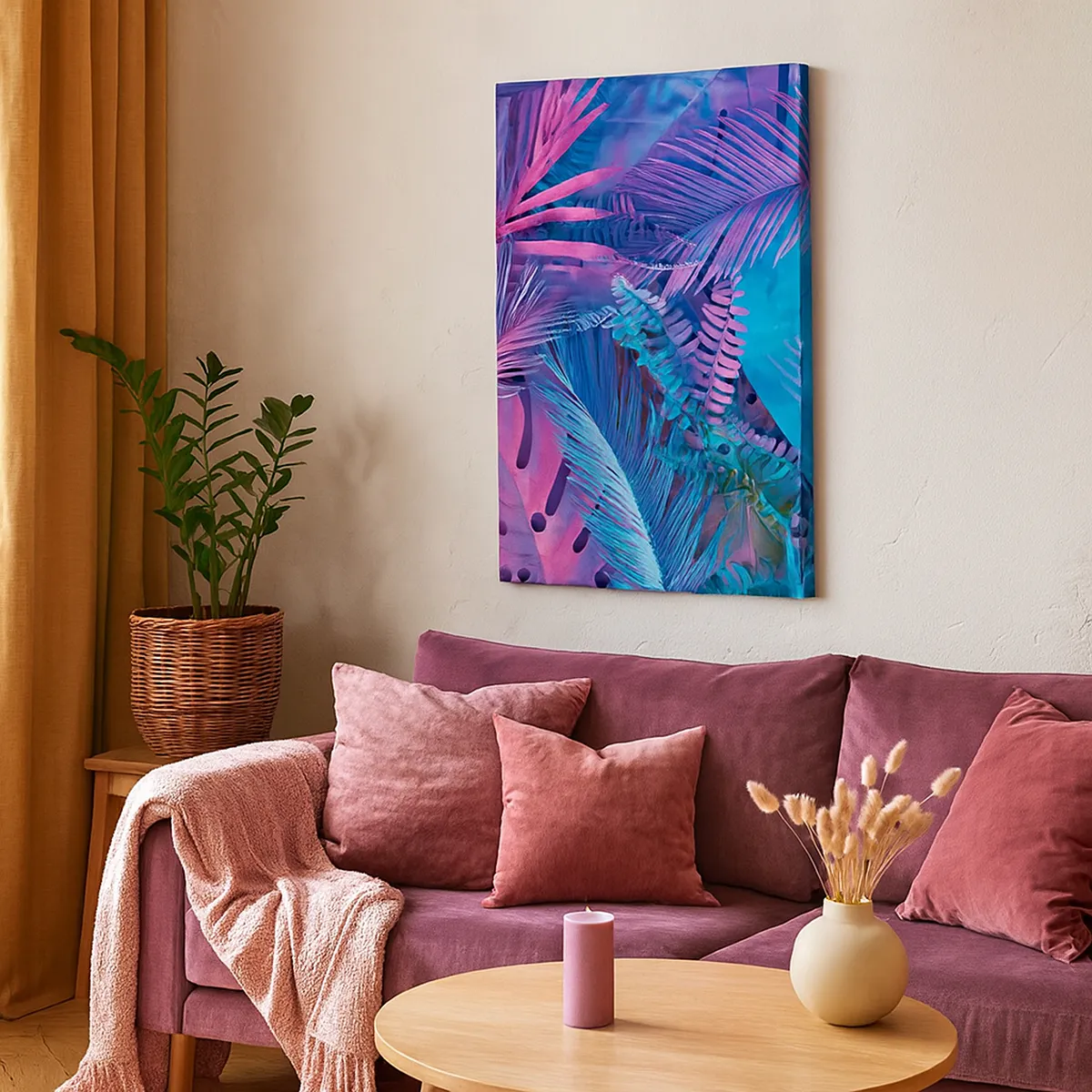 Quadro em tela - Trópicos em rosa e azul - 50x70 cm