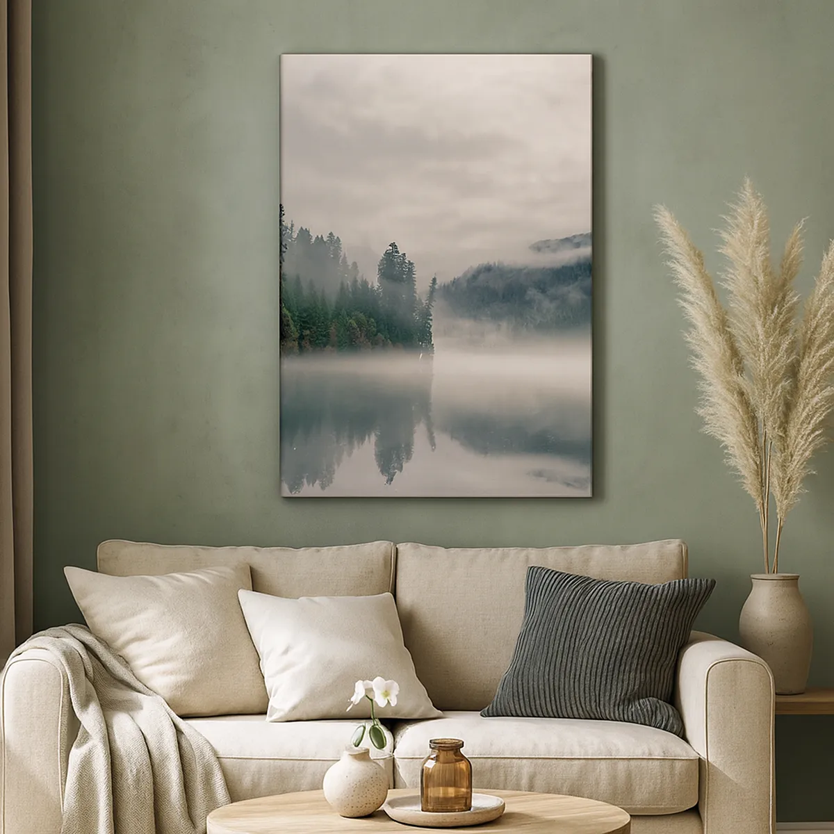 Obraz na plátně - V zamyšlení, v mlze - 45x80 cm