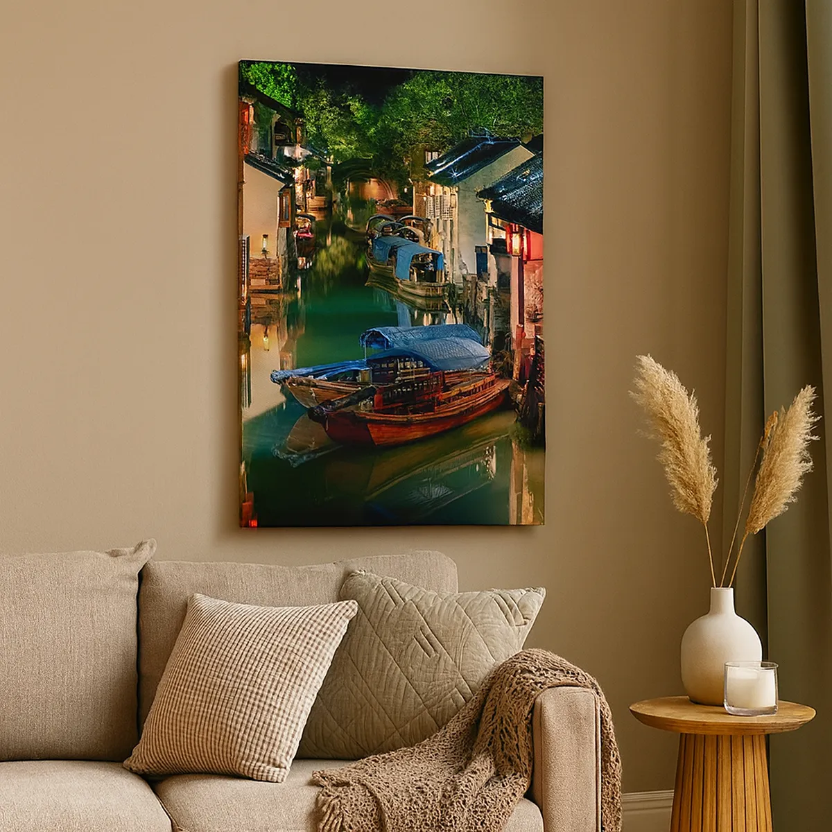 Bild auf Leinwand - Leinwandbild - Ein Abend auf einer chinesischen Straße - 45x80 cm