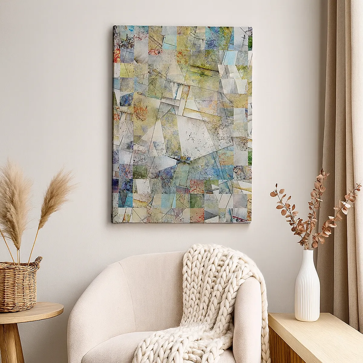 Lærredstryk - Billede på lærred - Geometrisk ommøblering - 50x70 cm