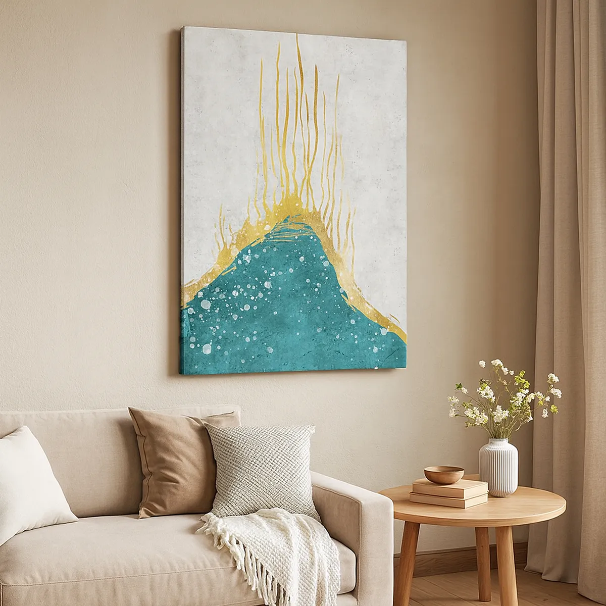 Quadro em tela - Maré Dourada - 65x120 cm