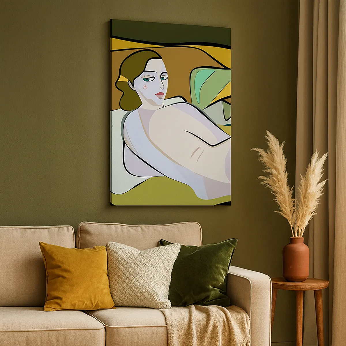 Cuadro sobre lienzo - Impresión de Imagen - Figura abstracta de estilo moderno. - 50x70cm - Retrato íntimo - Decoración de pared moderna para salón y dormitorio ARTTOR