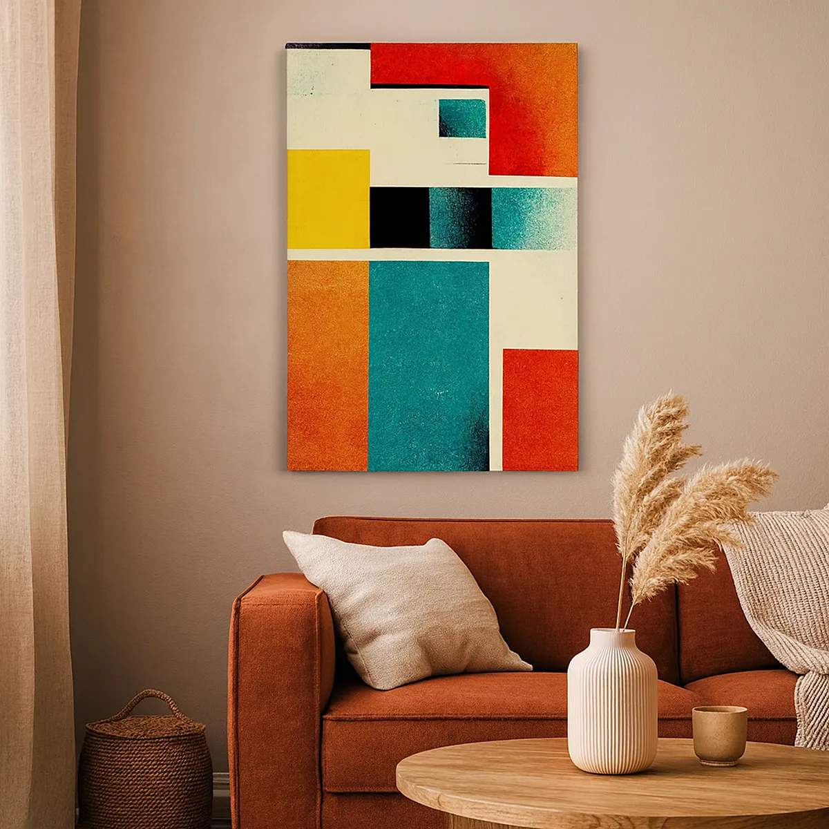 Impression sur toile - Image sur toile - Abstraction géométrique – bonne énergie - 65x120 cm