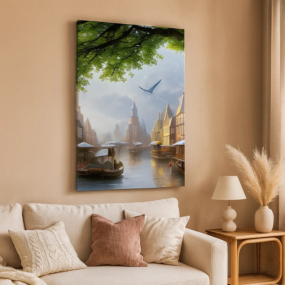 Impression sur toile - Image sur toile - Paysage urbain néerlandais - 45x80 cm