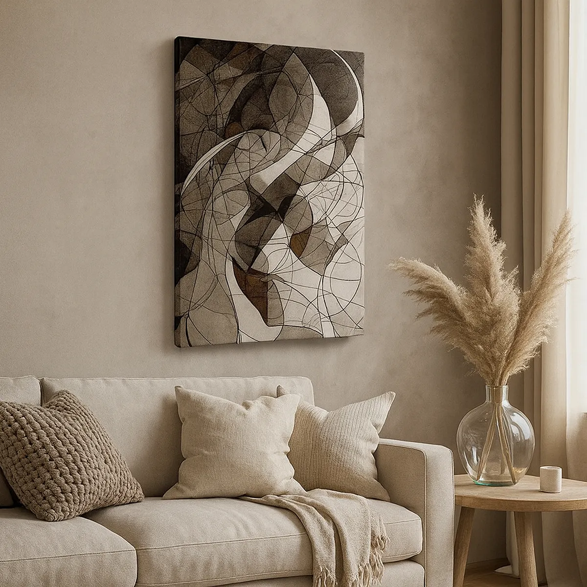 Impression sur toile - Image sur toile - Motif abstrait dans des tons marron et terreux - 50x70cm - Circulation des couleurs de la terre - Décoration murale moderne pour le salon et la chambre ARTTOR