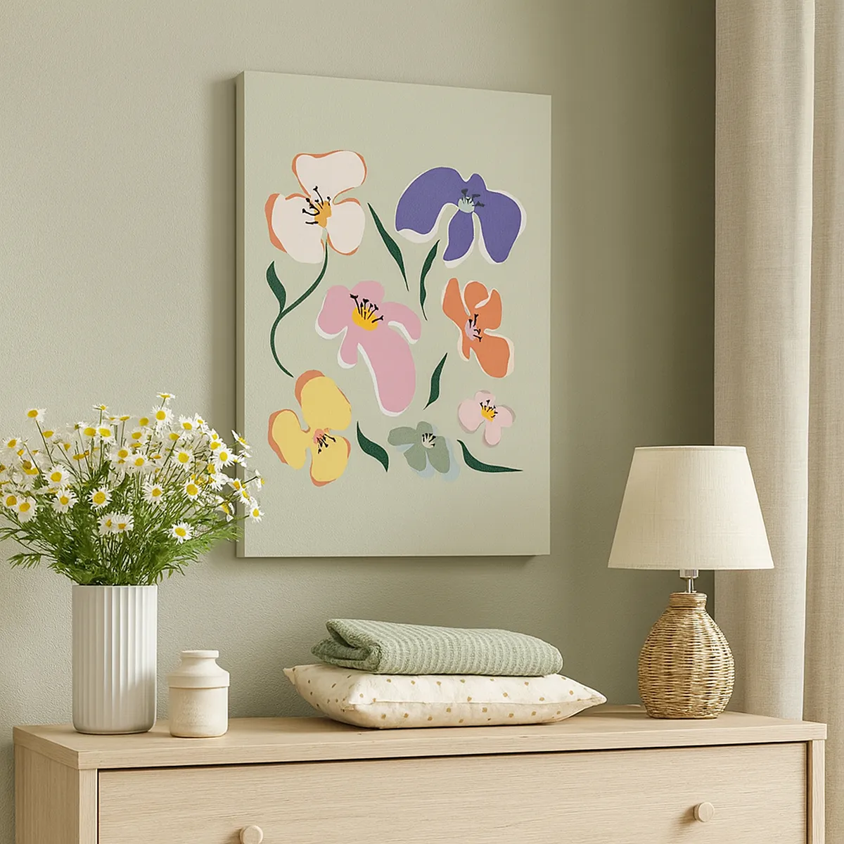 Bild auf Leinwand - Leinwandbild - Mit Stiefmütterchen vertraut - 70x100 cm