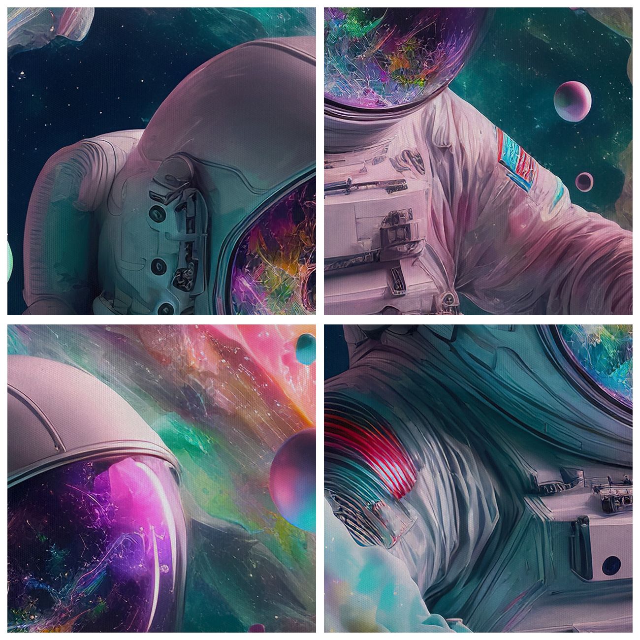 Cuadro Sobre Lienzo Grande Astronauta Galaxia: Decoración Moderna Para Sala, Dormitorio O Cocina, 160x50 Cm
