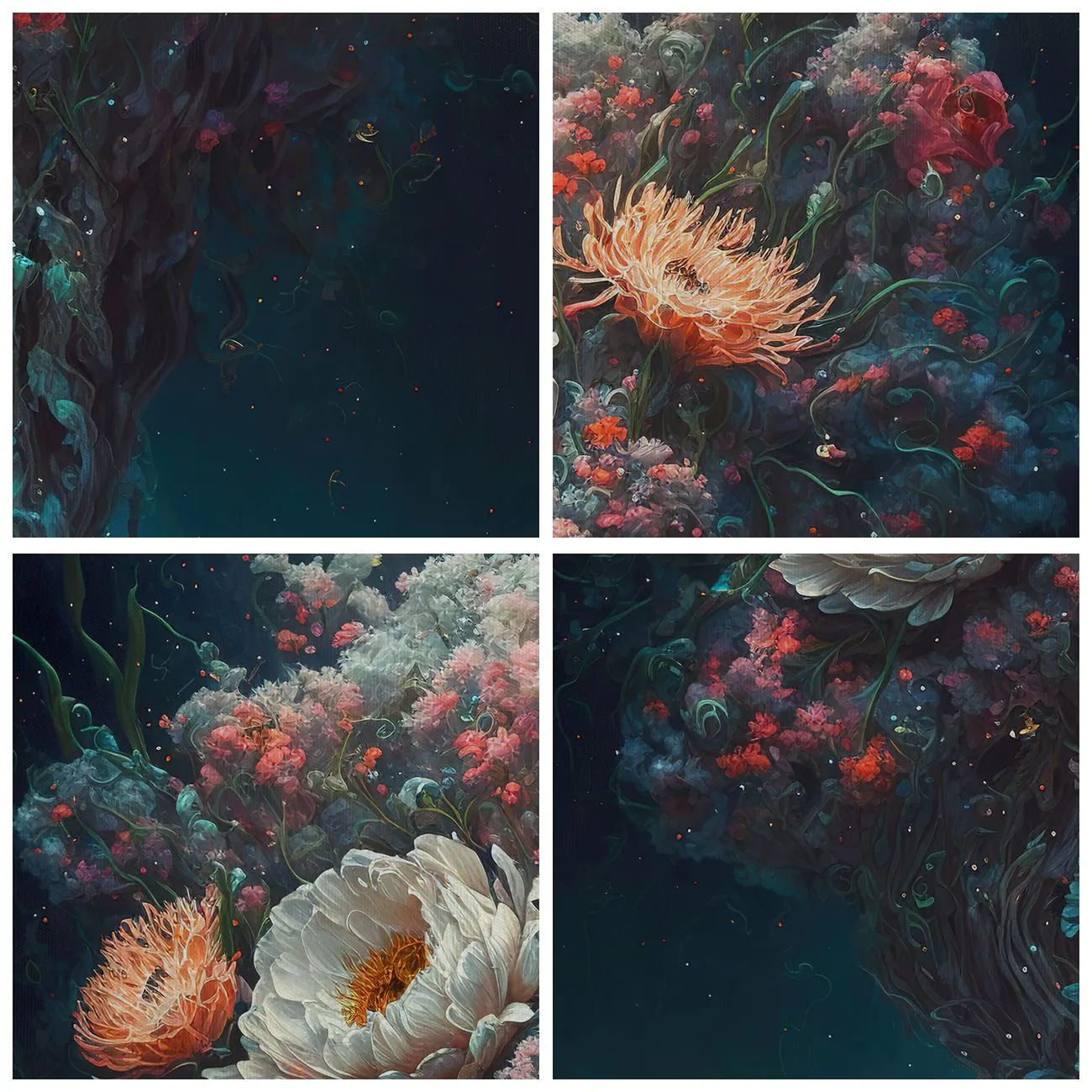 Lærredstryk - Billede på lærred - Mærkelig have - 50x70 cm