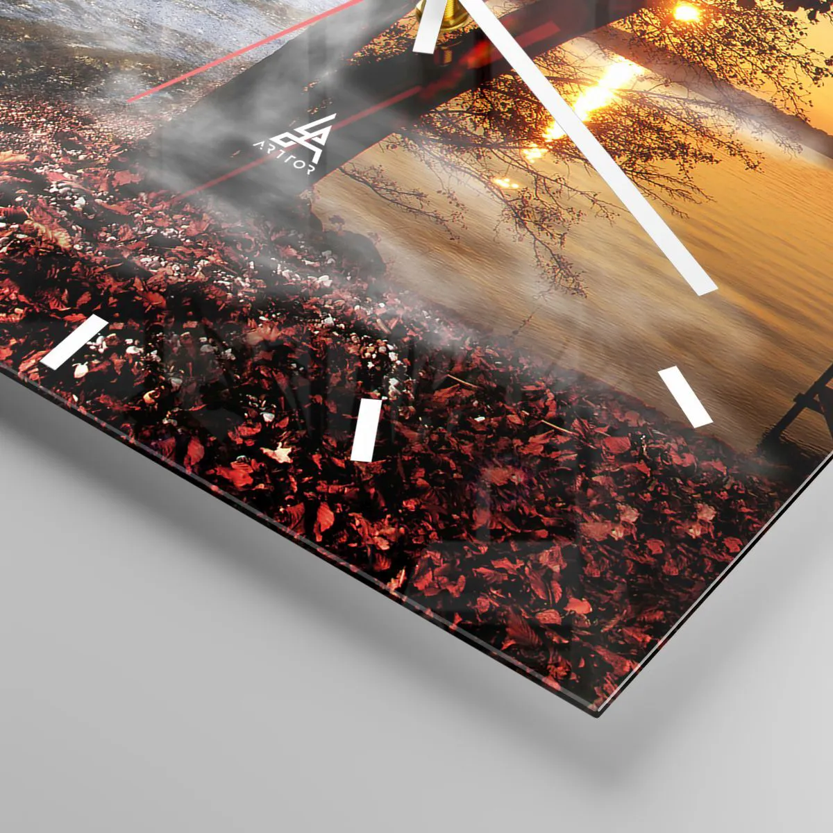 Väggklocka - Klocka på glas - Surrealistiskt landskap - naturens enighet - 40x40 cm