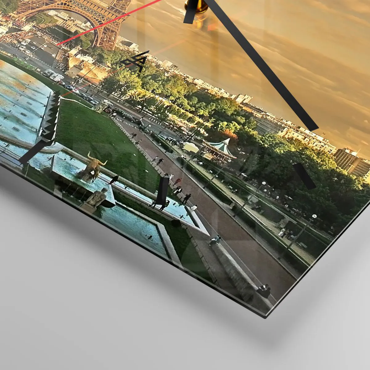 Reloj de pared - Reloj de vidrio - La Torre Eiffel en París al atardecer - 30x30cm - Reina de París - Decoración de pared moderna para salón y dormitorio ARTTOR