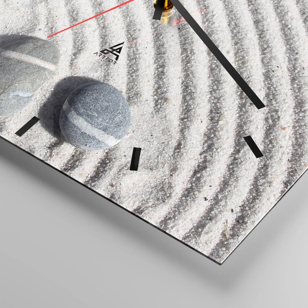 Horloge murale - Pendule murale - Des pierres et une fleur rose sur le sable dans un style zen - 30x30cm - Énergie et paix du cercle magique de la nature - Décoration murale moderne pour le salon et la chambre ARTTOR