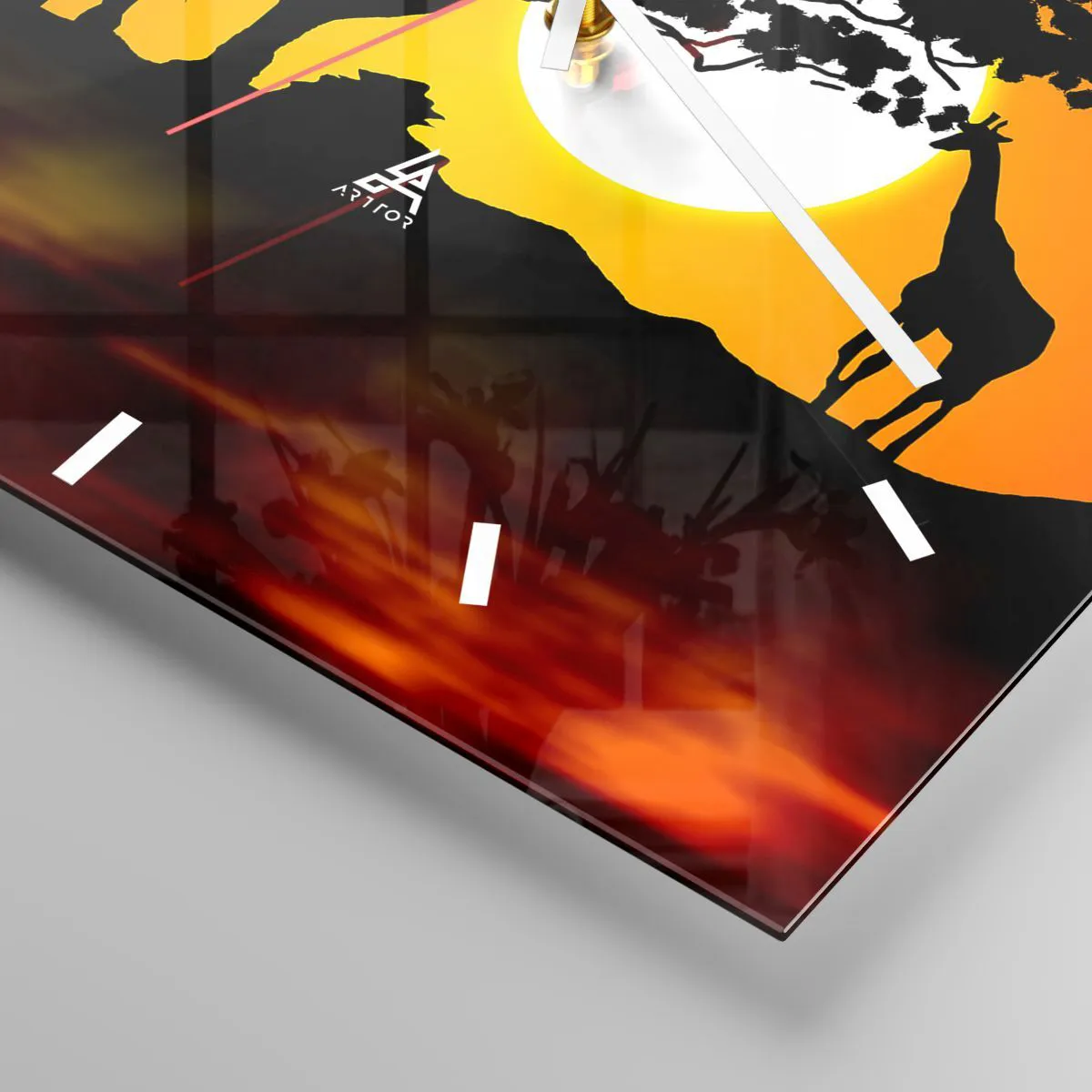 Wanduhr - Glasuhr - Treffen in der Savanne - 40x40 cm