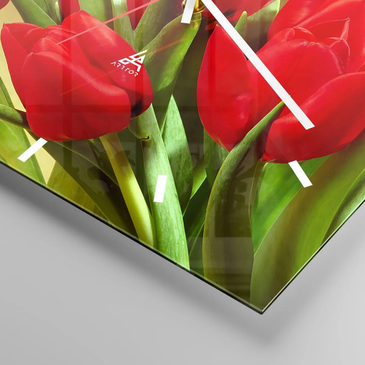 Ceas de perete - Ceas pe sticlă - O explozie de bucurie de primăvară - 30x30 cm