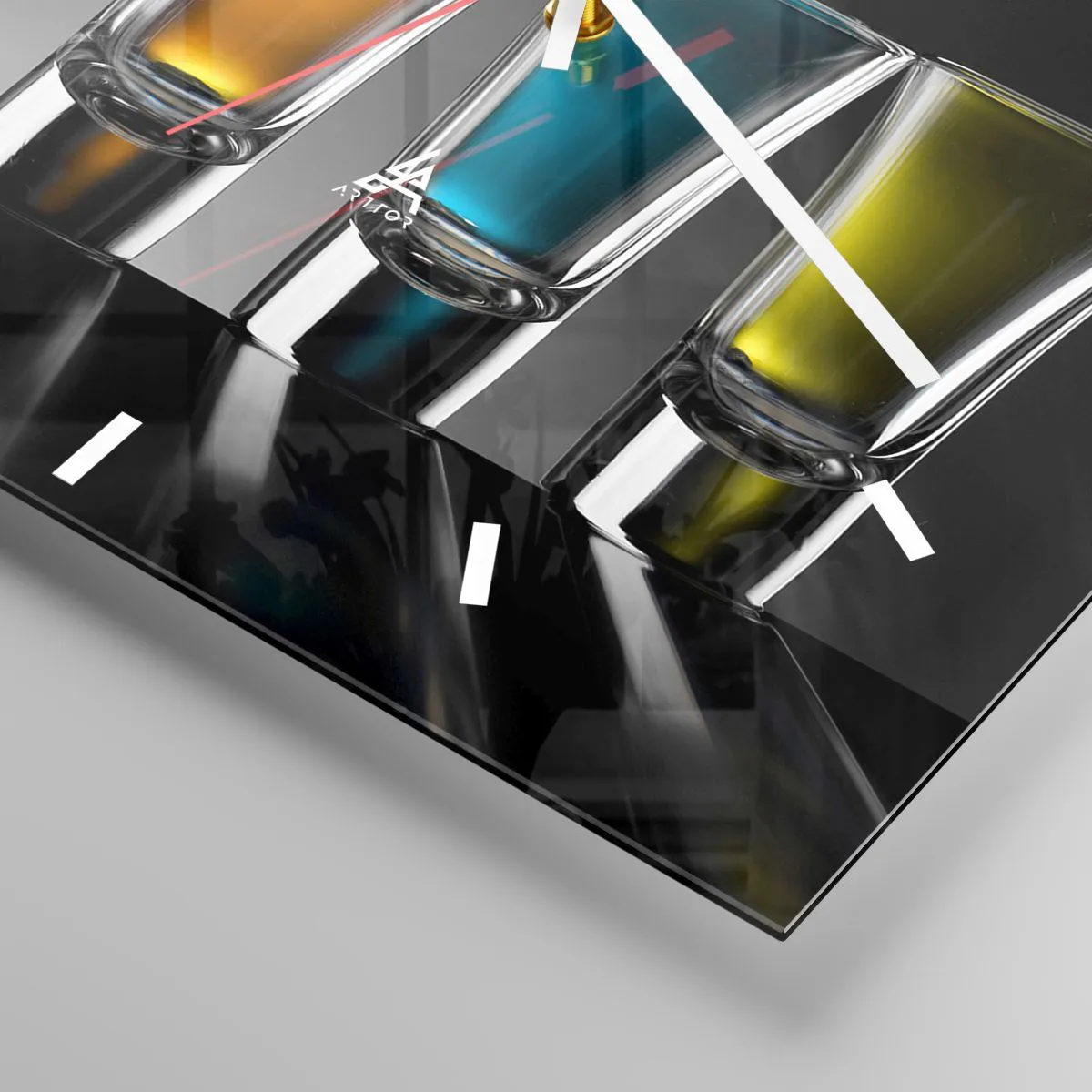 Ceas de perete - Ceas pe sticlă - Culori de bucurie - 40x40 cm