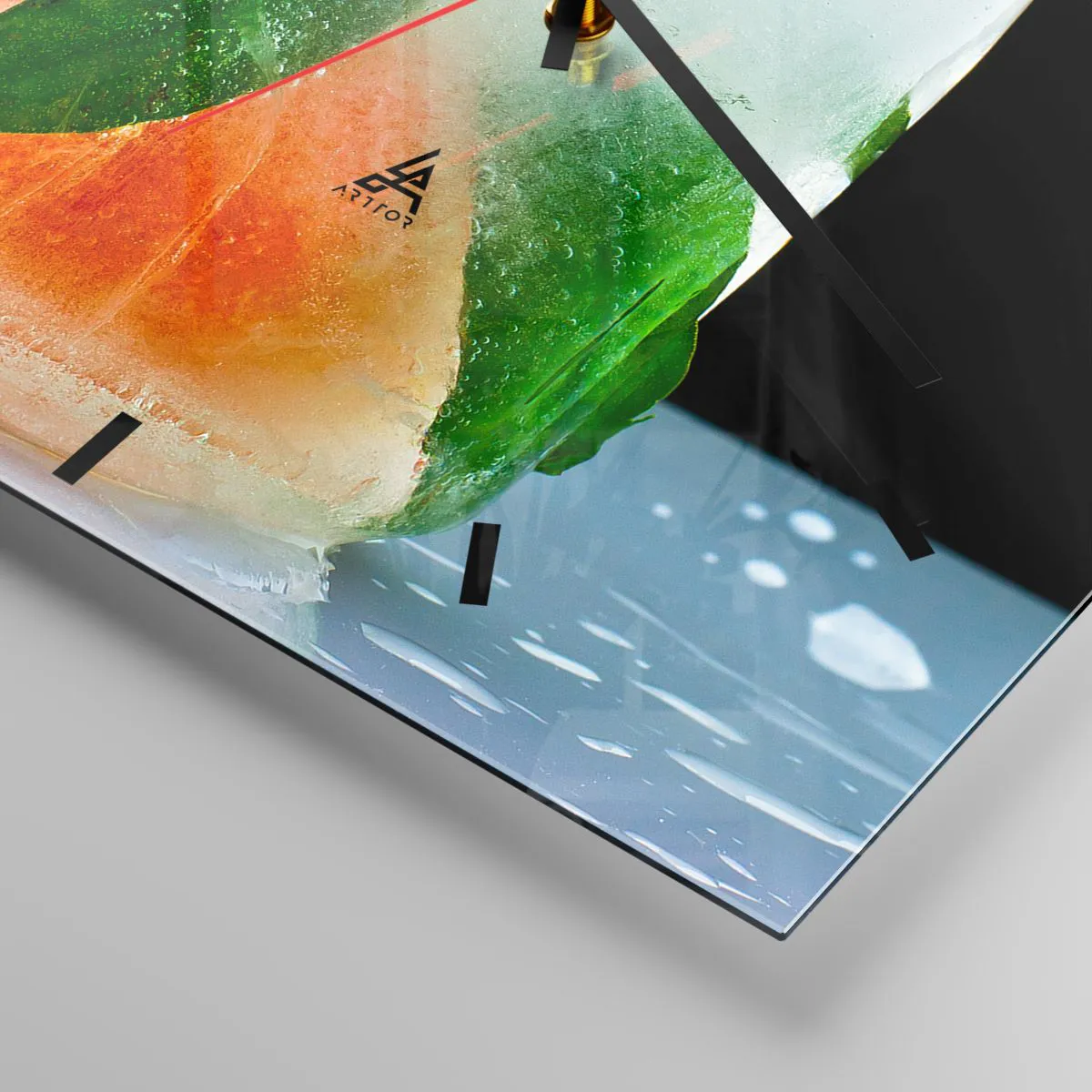 Relógio de parede - Relógio em vidro - Frescor e refresco - 40x40 cm