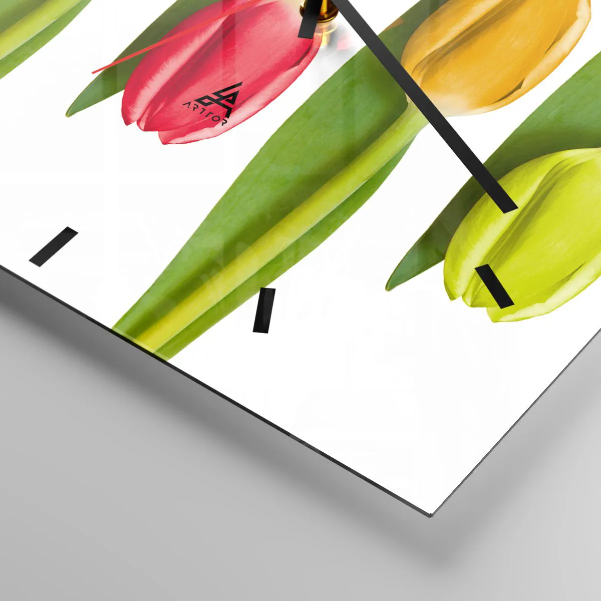 Ceas de perete - Ceas pe sticlă - Compoziție curcubeu - 30x30 cm